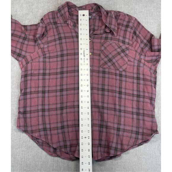 Plaid Button Down Shirt Torrid Women 2XL Burgundy Black Soft Casual Fall Style - Picture 6 of 8